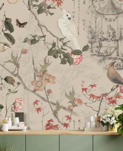chinoiserie behang voor vogels en bloemen chinoiserie behang voor vogels en bloemen