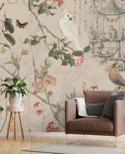 papier peint chinoiserie oiseaux et fleurs papier peint chinoiserie oiseaux et fleurs