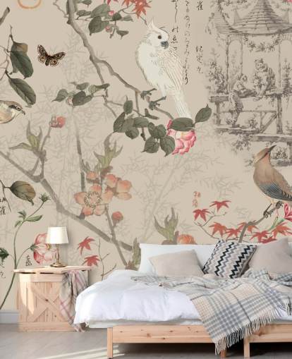 fugl og floral chinoiserie tapet fugl og floral chinoiserie tapet