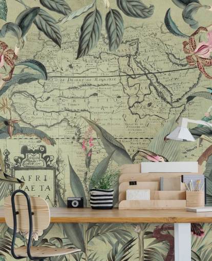 papel tapiz floral y selva frondosa con fondo mag vintage