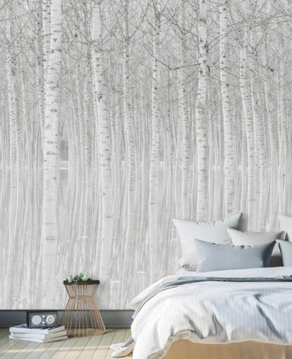 black and white birch trees in water wallpaperf