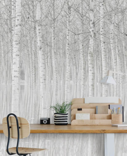 black and white birch trees in water wallpaperf