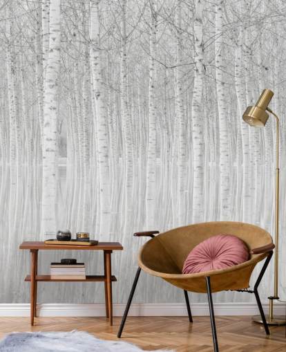 sorte og hvide birketræer i vand tapeterf sorte og hvide birketræer i vand tapeterf