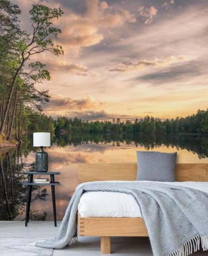 Adesivo murale Lake tarmsjön Svezia con riflessi Adesivo murale Lake tarmsjön Svezia con riflessi