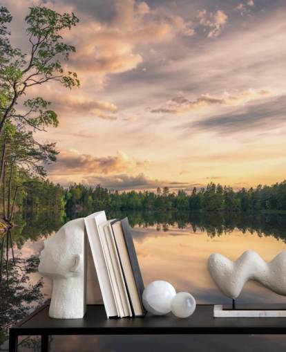 Tarmsjön Sverige väggmålning med reflektioner Tarmsjön Sverige väggmålning med reflektioner