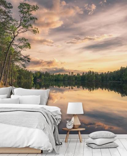 Adesivo murale Lake tarmsjön Svezia con riflessi Adesivo murale Lake tarmsjön Svezia con riflessi