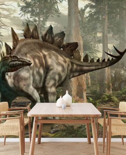 Stegosaurus im Wald mit Packtapete