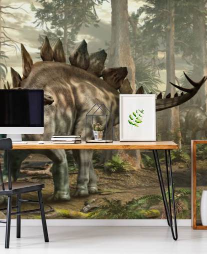 stegosaurus i skogen med pack tapeter
