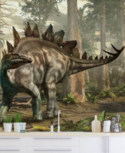 Stegosaurus im Wald mit Packtapete Stegosaurus im Wald mit Packtapete