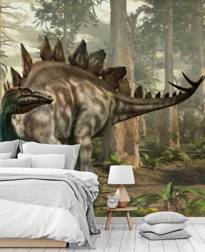 Stegosaurus im Wald mit Packtapete