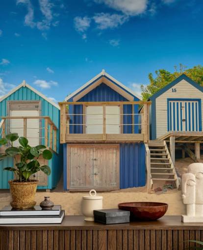 blue beach huts wallpaper blue beach huts wallpaper