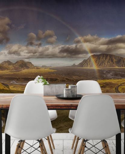 papel de parede arco-íris sobre paisagem montanhosa papel de parede arco-íris sobre paisagem montanhosa