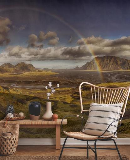 regnbåge över kuperad landskap tapeter