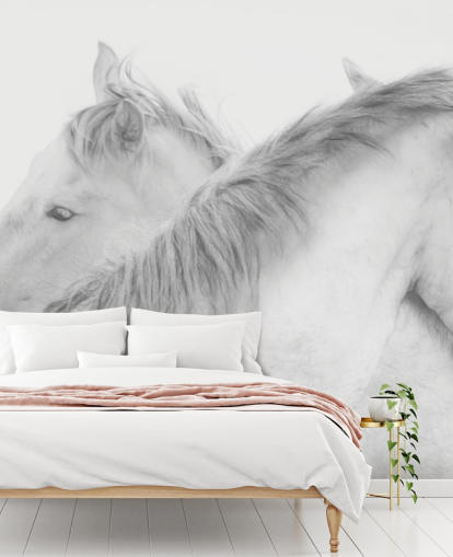 white horses wallpaper mural called Horses In White by 1x Photography for bedrooms, dining rooms and bathrooms white horses wallpaper mural called Horses In White by 1x Photography for bedrooms, dining rooms and bathrooms
