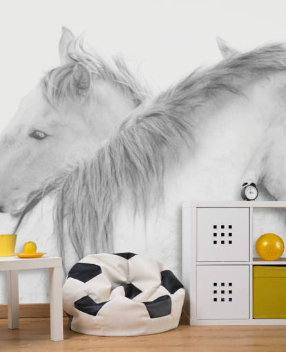 Wandtapete mit weißen Pferden namens Horses In White von 1x Photography für Schlafzimmer, Esszimmer und Badezimmer