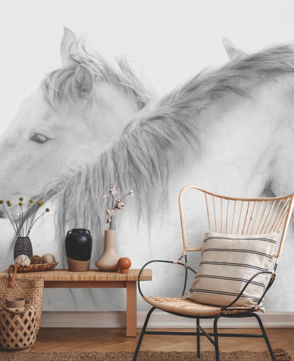 white horses wallpaper mural called Horses In White by 1x Photography for bedrooms, dining rooms and bathrooms white horses wallpaper mural called Horses In White by 1x Photography for bedrooms, dining rooms and bathrooms