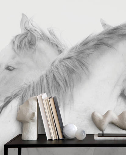 papier peint mural de chevaux blancs appelé Horses In White par 1x Photography pour les chambres, les salles à manger et les salles de bain