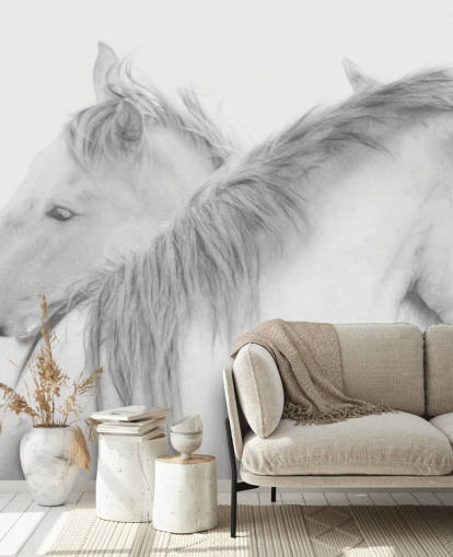 carta da parati murale con cavalli bianchi chiamata Horses In White by 1x Photography per camere da letto, sale da pranzo e bagni carta da parati murale con cavalli bianchi chiamata Horses In White by 1x Photography per camere da letto, sale da pranzo e bagni