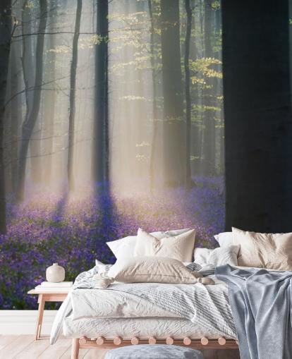 misty bluebell wood wallpaper