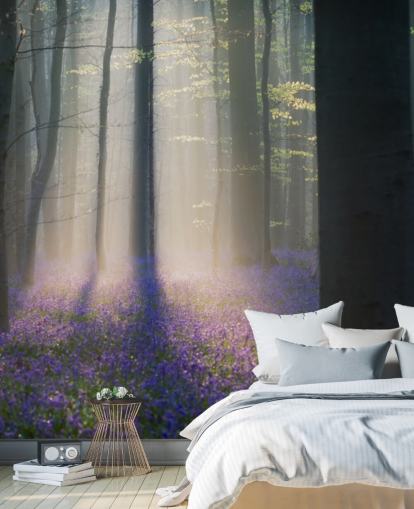 misty bluebell wood wallpaper