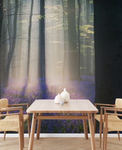 misty bluebell wood wallpaper