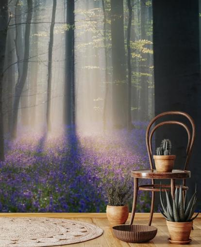 neblige Bluebell Holztapete