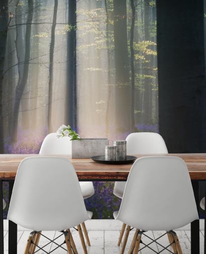 misty bluebell wood wallpaper