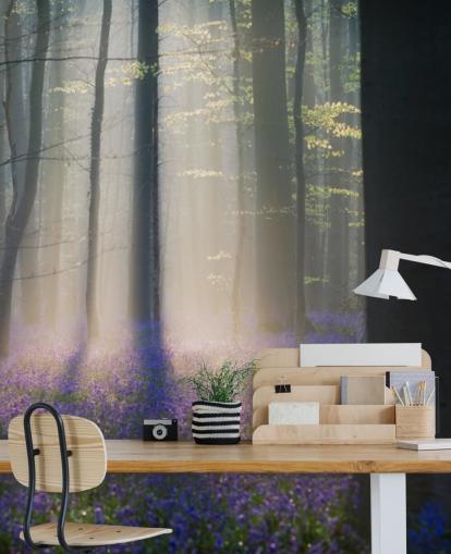 neblige Bluebell Holztapete