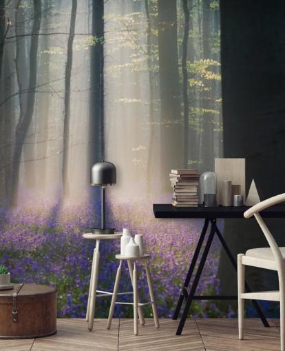 misty bluebell wood wallpaper