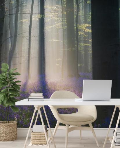 misty bluebell wood wallpaper