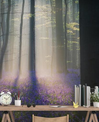 neblige Bluebell Holztapete