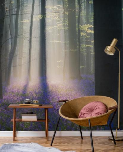 neblige Bluebell Holztapete