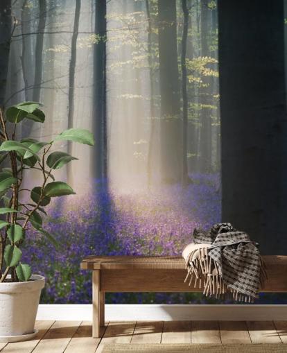 misty bluebell hout behang