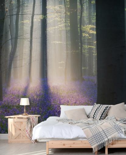 misty bluebell wood wallpaper