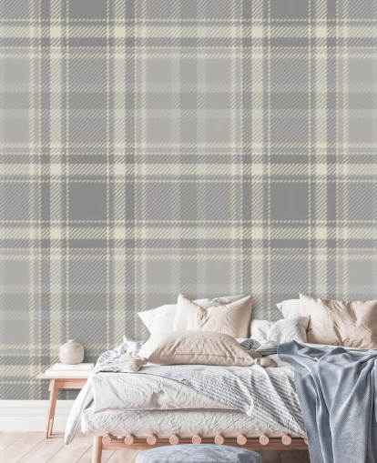 papel pintado escocés gris
