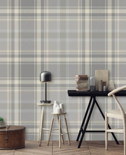 grey pattern scottish wallpaper