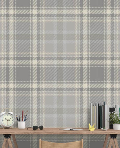 papier peint écossais gris