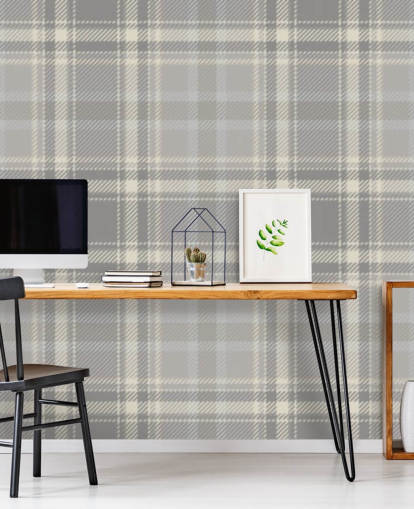 papel pintado escocés gris