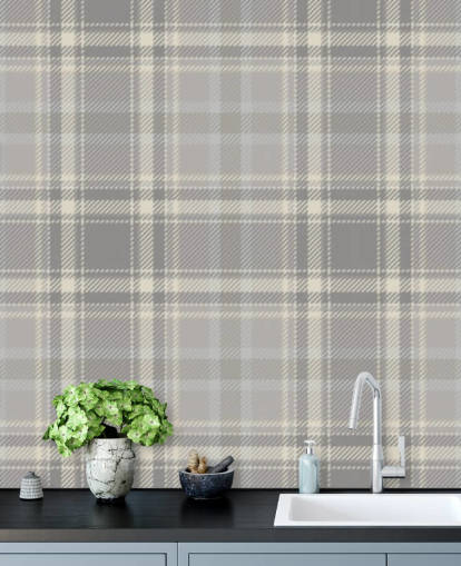 grey pattern scottish wallpaper