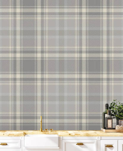 grey pattern scottish wallpaper