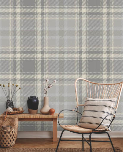 papel pintado escocés gris