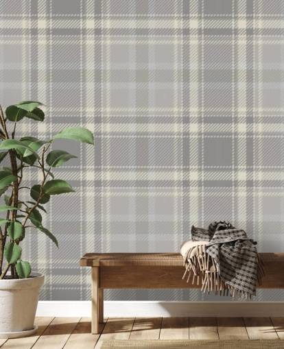 papel de parede escocês padrão cinza
