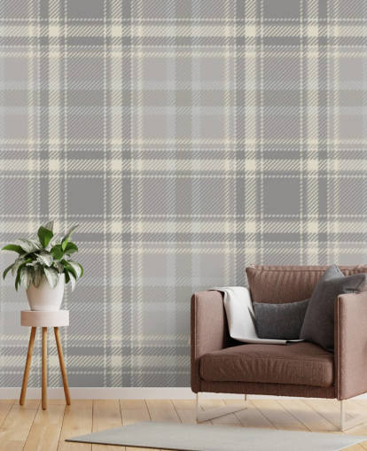 grey pattern scottish wallpaper