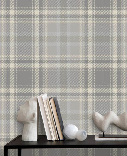 grey pattern scottish wallpaper