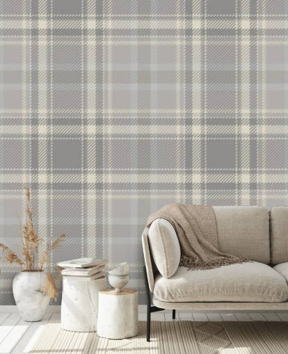 grey pattern scottish wallpaper