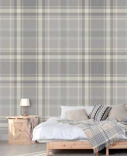 grey pattern scottish wallpaper