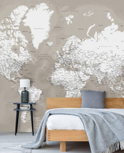 papel de parede marrom e branco do mapa do mundo