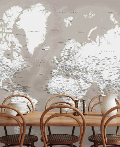 carta da parati marrone e bianca con mappa del mondo