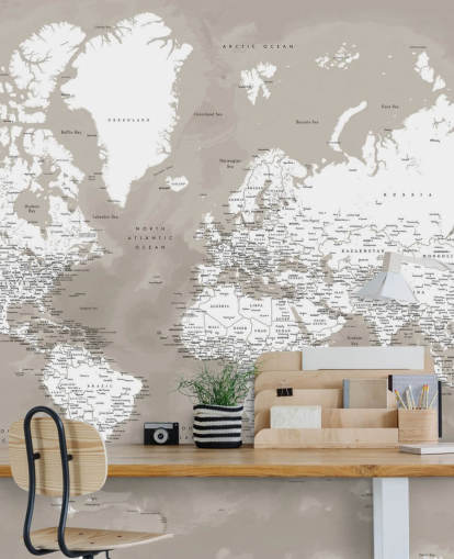 papel de parede marrom e branco do mapa do mundo