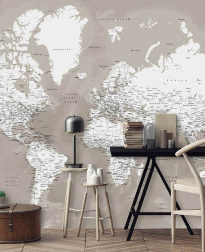 papel de parede marrom e branco do mapa do mundo